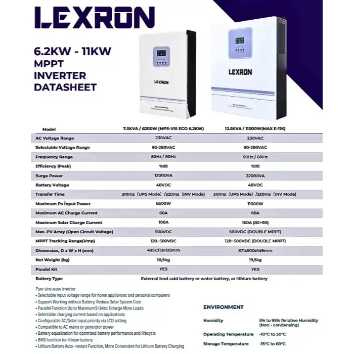 Lexron - 6.2KW HV MPPT Akıllı İnverter 48V