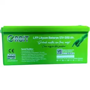 Orbit 12 V 200 Ah Lityum LiFePO4 Akü-ABS Kasa