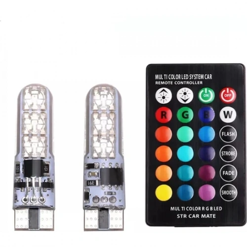 12 Led Rgb T10 Kumandalı Çakarlı Park Ampülü Carub