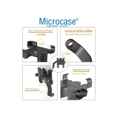 360 Bisiklet Motosiklet Ayna Bağlantılı Telefon Tutucu Aliminyum