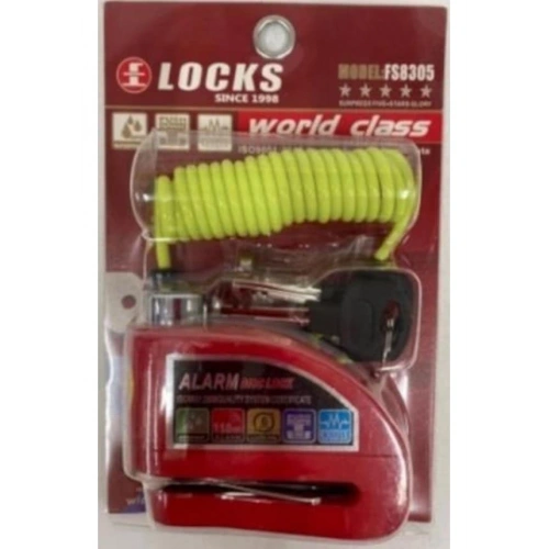 Motosiklet 110 Db Kırmızı Alarmlı Disk Kilidi