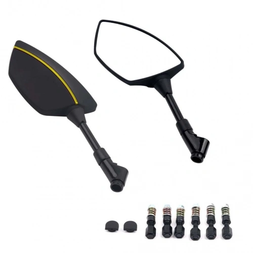 Motosiklet Ayna 426 Sarı Şeritli Üniversal 8-10 mm Uyumlu Marka Model Fark Etmez