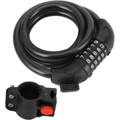 Motosiklet Bisiklet 5 Haneli Şifreli Halat Kilit 15x1200 Kendinden Kıvrılan Model