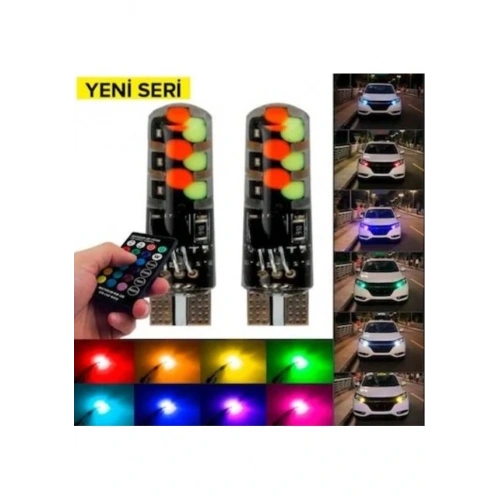Silikon T10 Park Ampülü 12 Led Rgb Uzaktan Kumandalı Aydınlatma