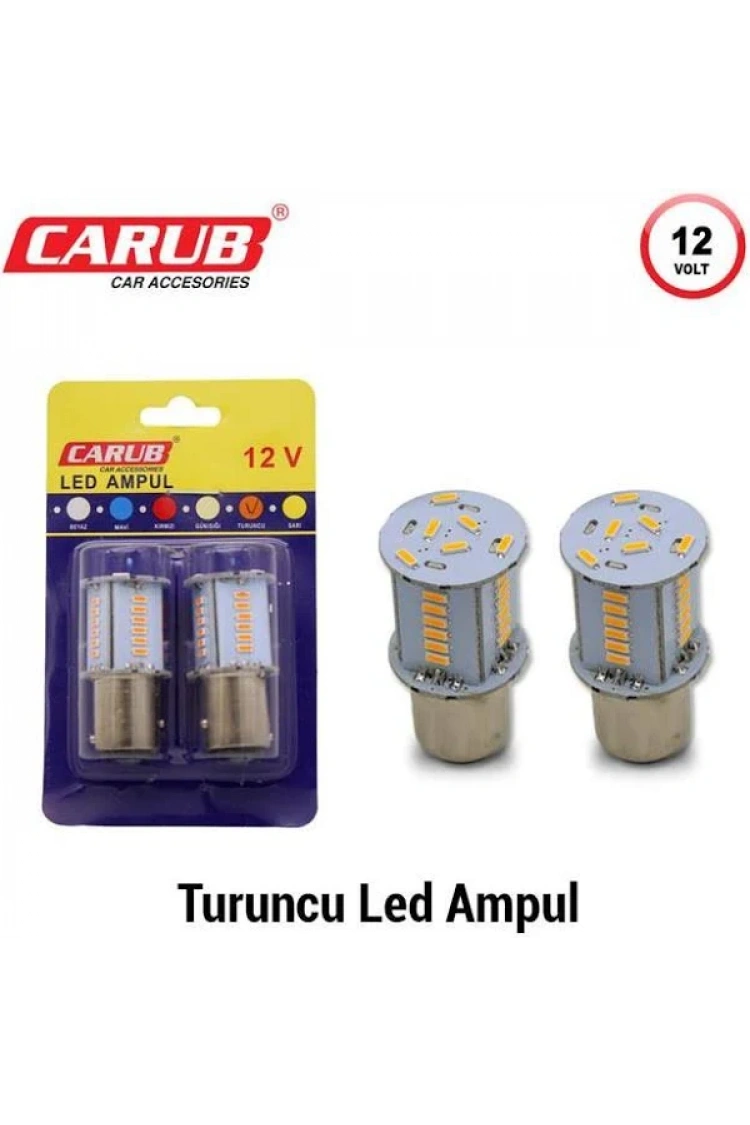 Carub 12V 1016 Çift Duy Çakar & Kayar Modlu Led Ampul 30 SMD Ledli Park Fren Ampulü 2li Set Turuncu
