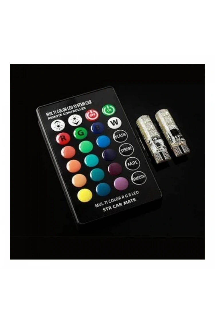12 Led Rgb T10 Kumandalı Çakarlı Park Ampülü Carub