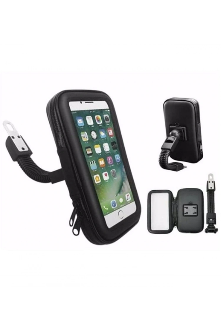 Motosiklet Telefon Tutucu Su Geçirmez Fermuarlı 5.5 - 7 Carub Ayna Bağlantılı