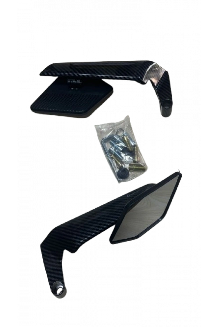 H2 Kanat Ayna Büyük Cam Karbon Desenli A+++ Kalite Üniversal Uyum