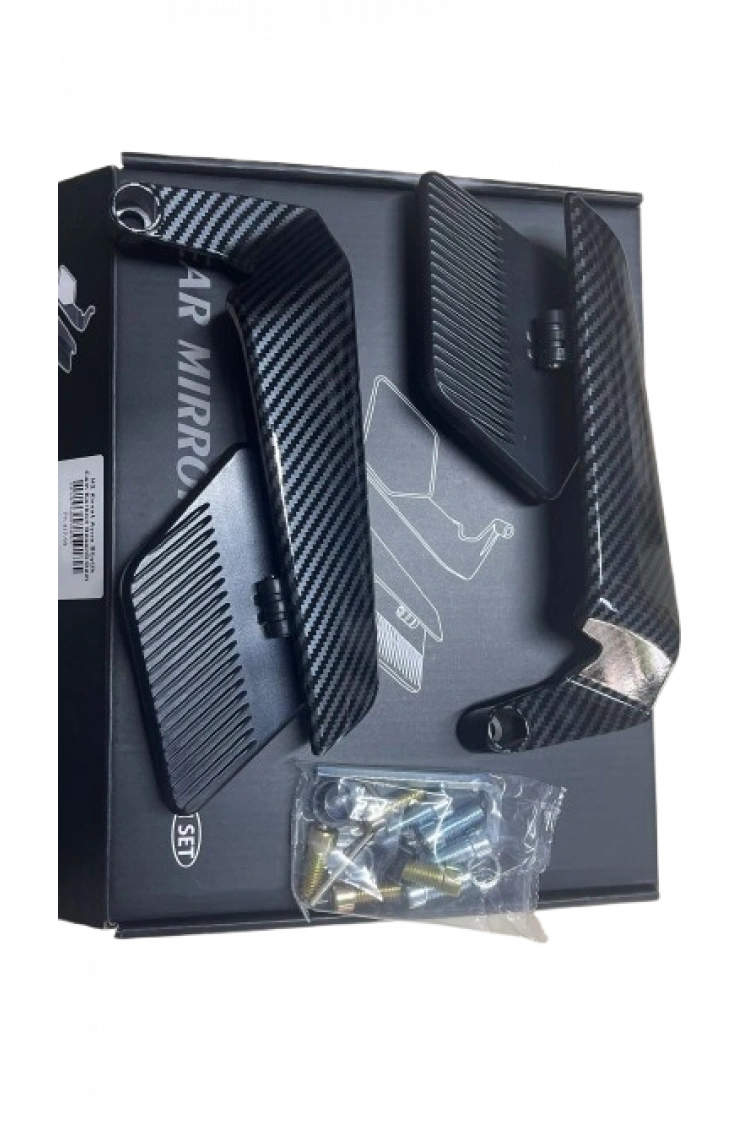 H2 Kanat Ayna Büyük Cam Karbon Desenli A+++ Kalite Üniversal Uyum