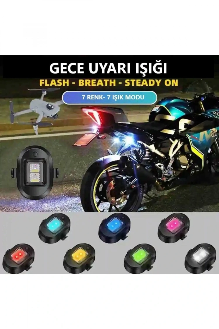 Alkan Mb 7 Renk Mini Led Şarjlı 4,5w Dron Scooter Bisiklet Motosiklet Araba Çakarlı Led Uyarı Işığı