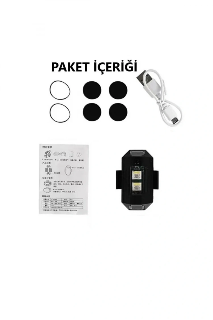 Alkan Mb 7 Renk Mini Led Şarjlı 4,5w Dron Scooter Bisiklet Motosiklet Araba Çakarlı Led Uyarı Işığı