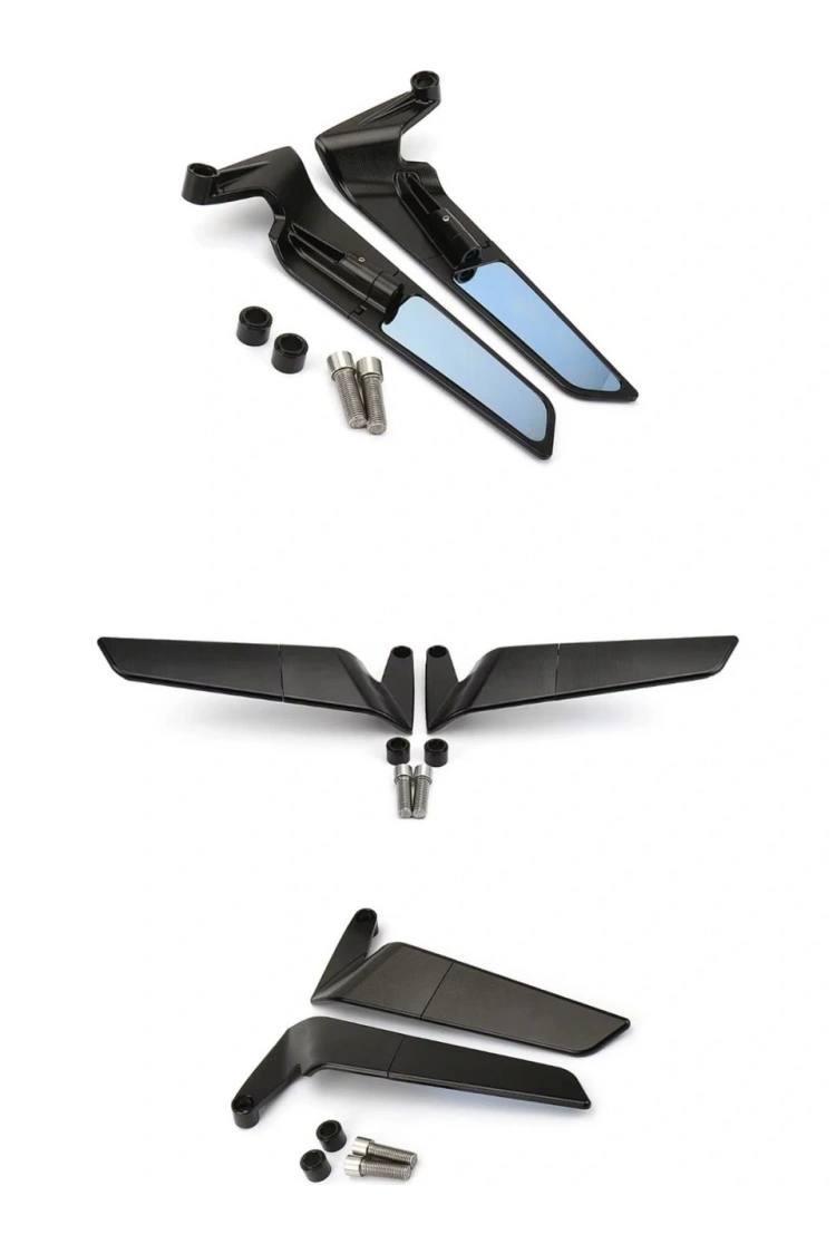 Motosiklet Üniversal Cnc Kesim Mat Siyah Geniş H2 Ayna