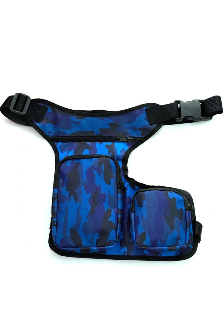 Bacak Çantası Üç Cepli Kamuflaj Mavi