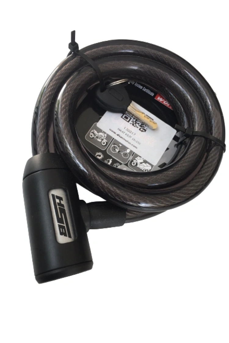 Bisiklet Çelik Halat Kilit 15x1500 Siyah A+++Kalite Kilit 1,5 Mt