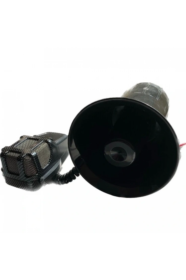 Carub 3 Sesli Megafonlu Mikrofonlu Siren Karbon 12V 40W