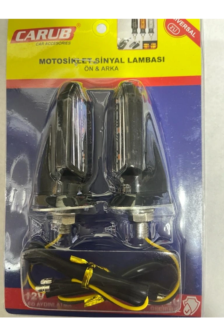 Carub Motosiklet Sinyal Lamba Üniversal 12V Beyaz Cam Sarı Led 2Li