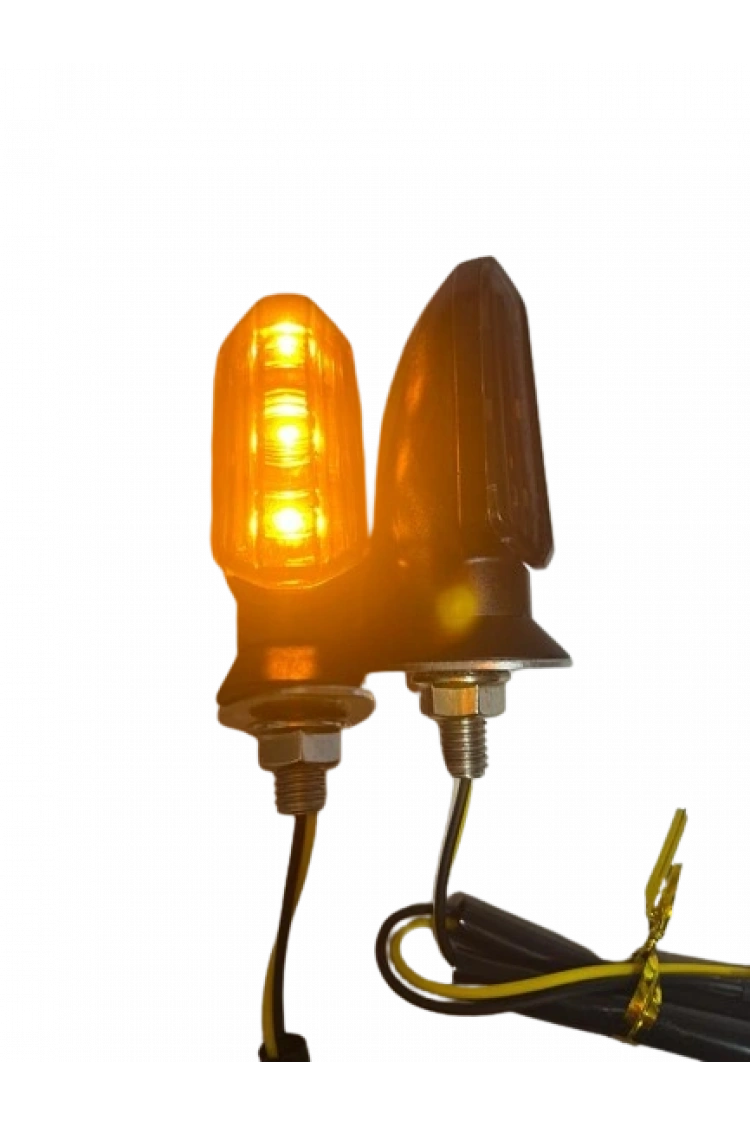 Carub Motosiklet Sinyal Lamba Üniversal 12V Füme Cam Sarı Led 2Li