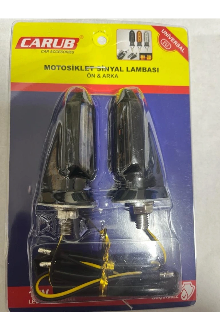 Carub Motosiklet Sinyal Lamba Üniversal 12V Füme Cam Sarı Led 2Li