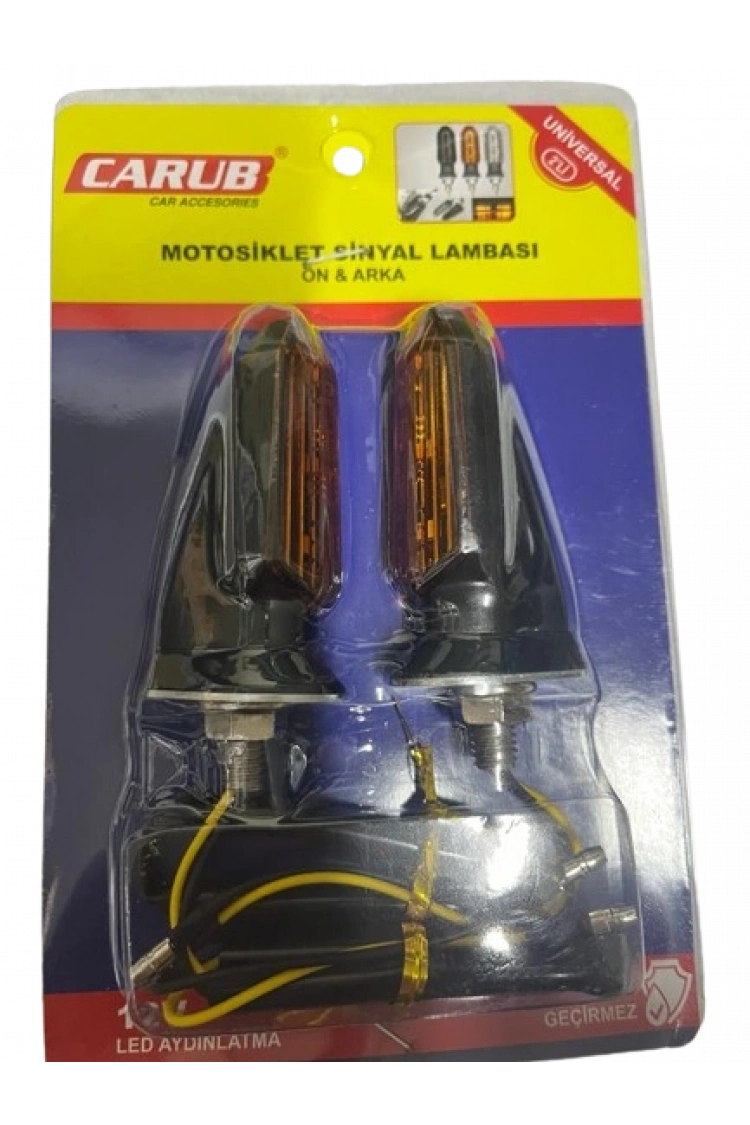 Carub Motosiklet Sinyal Lamba Üniversal 12V Sarı Cam Sarı Led 2Li