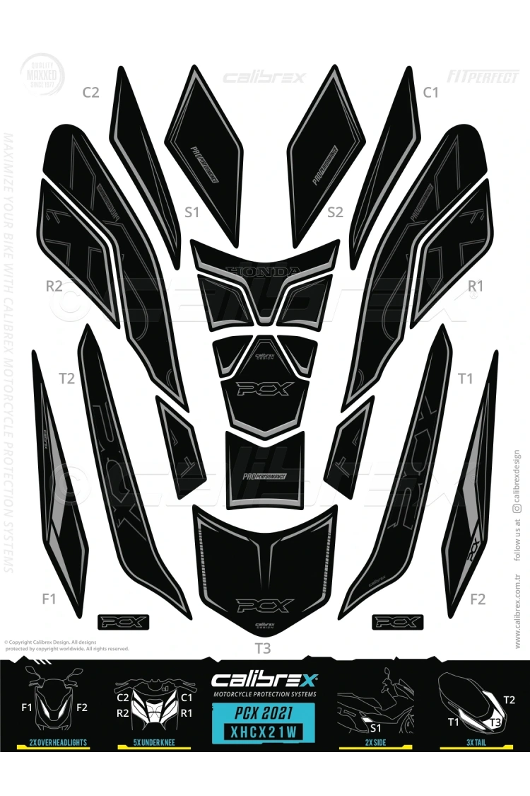 Honda Pcx 2021 Model ve Sonrası 21 Parça Full Set Calibrex