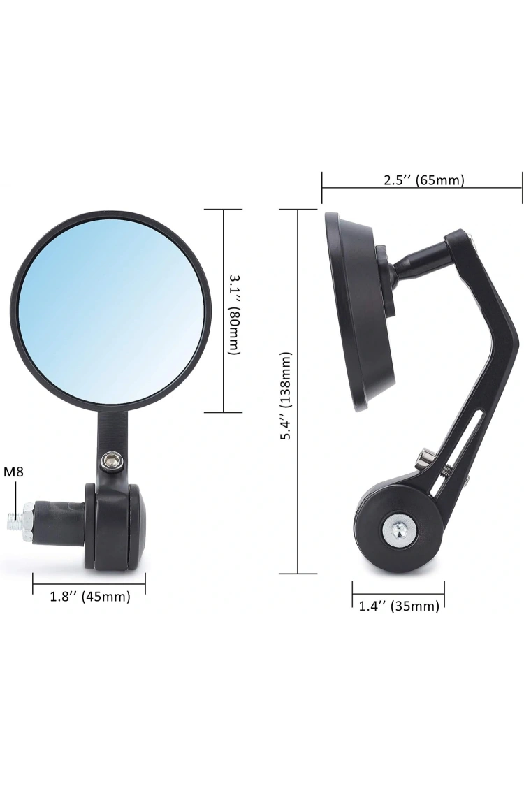 Modifiye Gidon Bağlantılı Oval Ayna Tk Siyah Cafe Racer
