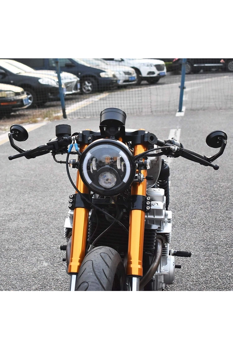 Modifiye Gidon Bağlantılı Oval Ayna Tk Siyah Cafe Racer