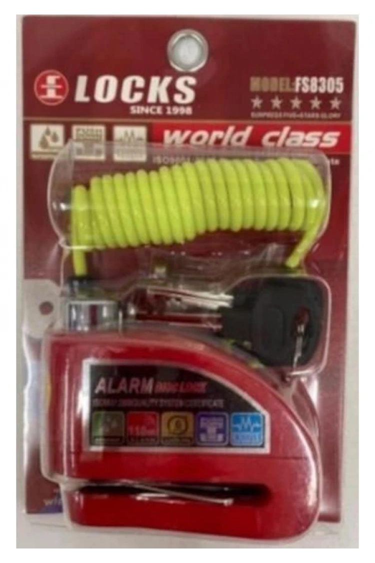 Motosiklet 110 Db Kırmızı Alarmlı Disk Kilidi