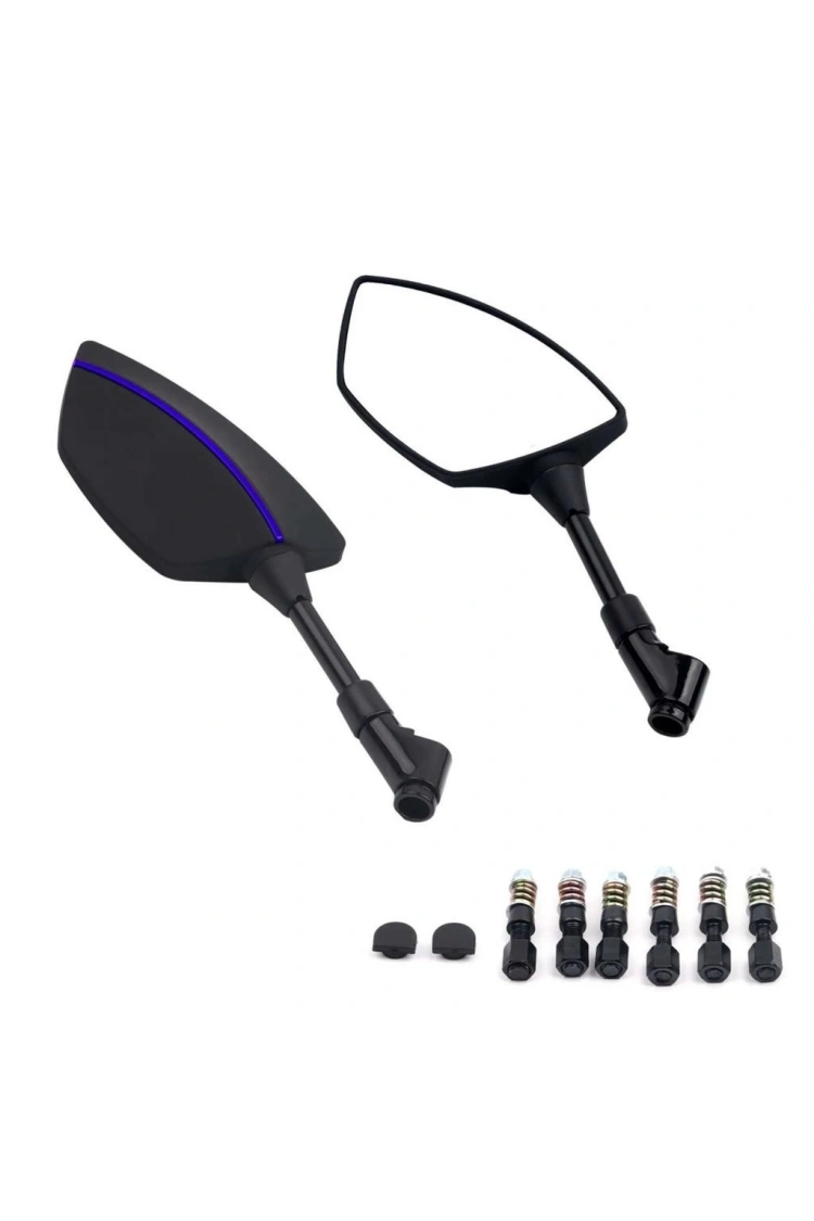 Motosiklet Ayna 426 Mavi Şeritli Üniversal 8-10 mm Uyumlu Marka Model Fark Etmez