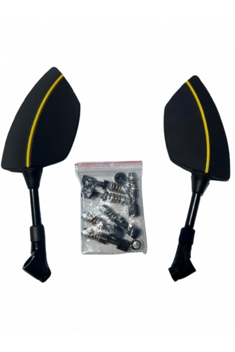 Motosiklet Ayna 426 Sarı Şeritli Üniversal 8-10 mm Uyumlu Marka Model Fark Etmez