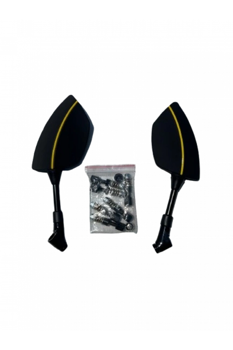 Motosiklet Ayna 426 Sarı Şeritli Üniversal 8-10 mm Uyumlu Marka Model Fark Etmez