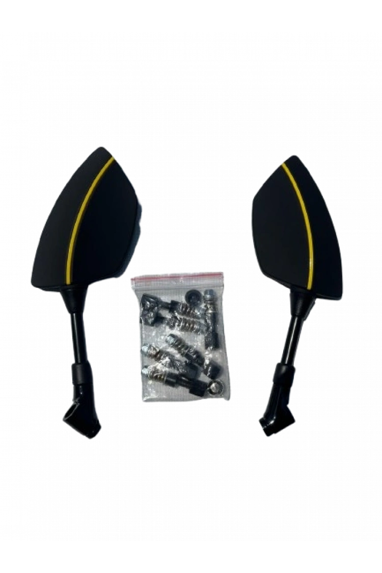 Motosiklet Ayna 426 Sarı Şeritli Üniversal 8-10 mm Uyumlu Marka Model Fark Etmez