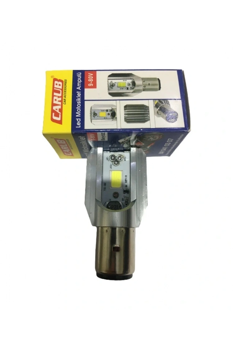 Motosiklet BA20D Dc 12-60 V 12 W 6500K Cob LED Uzun / Kısa Işık Far Ampul Beyaz (Bosch Tipi)