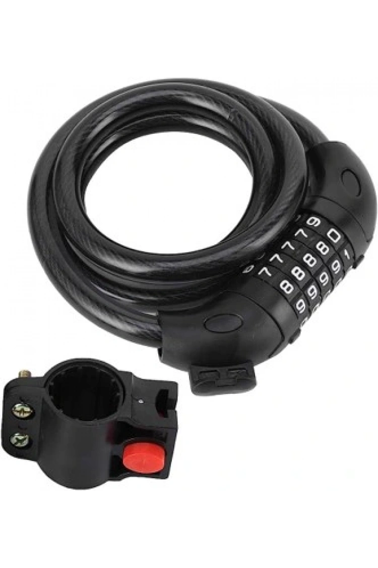 Motosiklet Bisiklet 5 Haneli Şifreli Halat Kilit 15x1200 Kendinden Kıvrılan Model