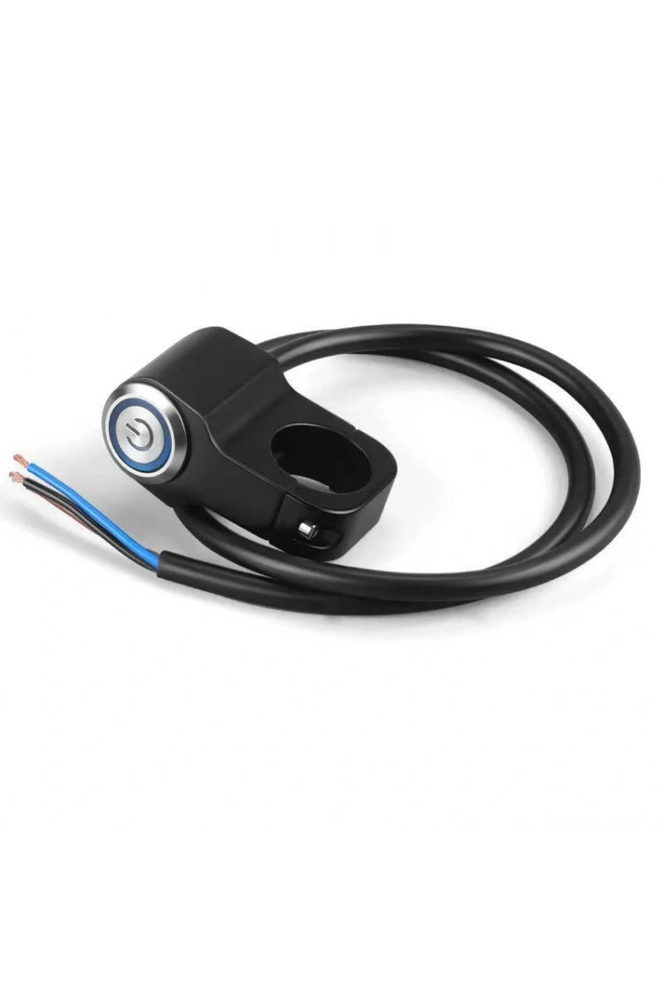 Motosiklet Işıklı Sis Far Düğmesi Gidon Bağlantılı Aliminyum Siyah Tekli