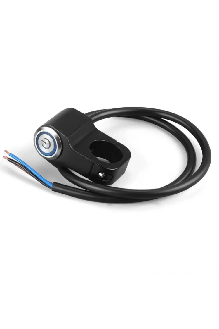 Motosiklet Işıklı Sis Far Düğmesi Gidon Bağlantılı Aliminyum Siyah Tekli