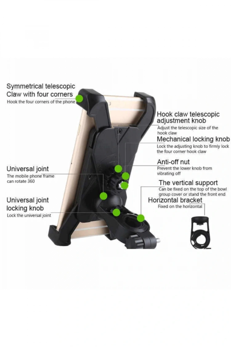 Motosiklet Ve Bisiklet Telefon Tutucu Gidon Bağlantılı