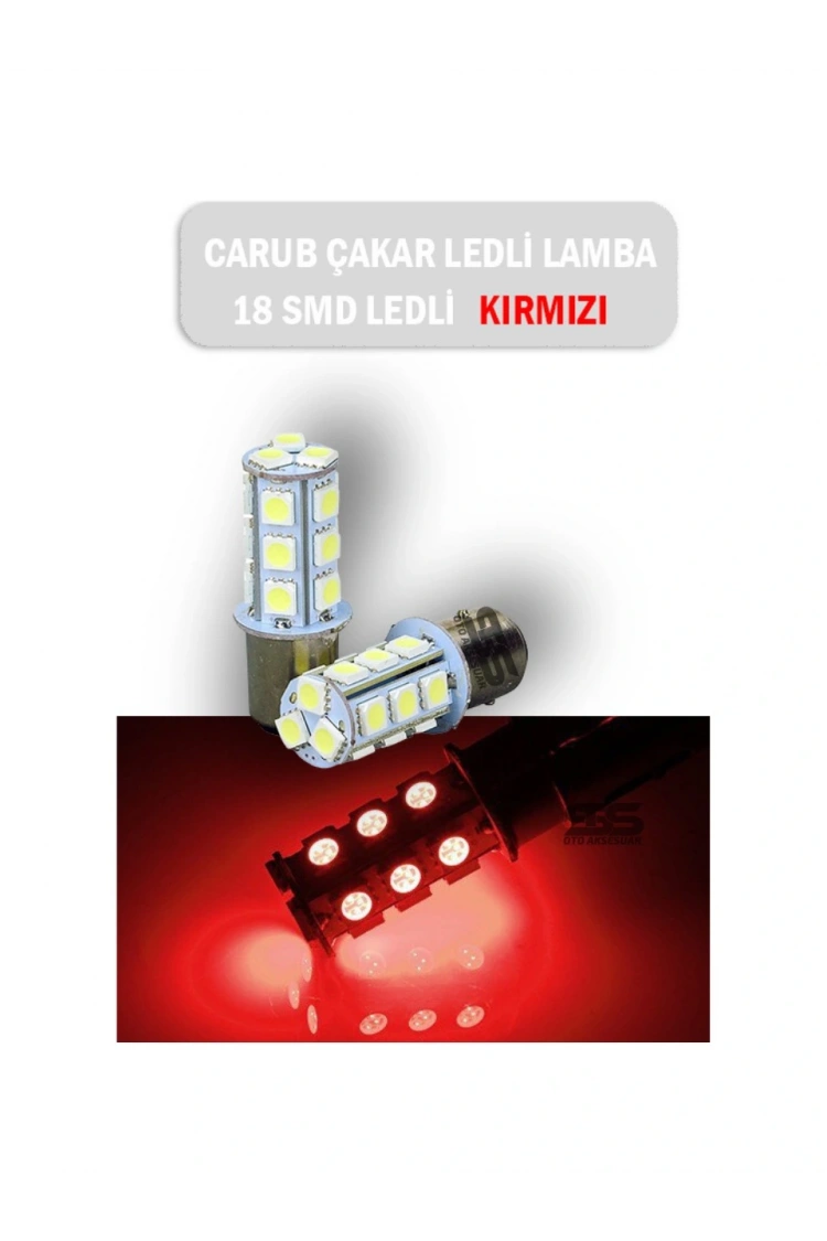 Motosiklet ve Otomobil Stop Ampul 18led 1016 Çakar Kırmızı Şaşı