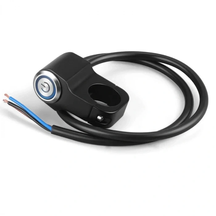 Motosiklet Işıklı Sis Far Düğmesi Gidon Bağlantılı Aliminyum Siyah Tekli