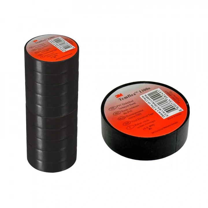 3M Temflex 1300e Siyah Pvc Izole Bant 0.13x19x0.1m Izole Elektrik Bandı 1 Adet