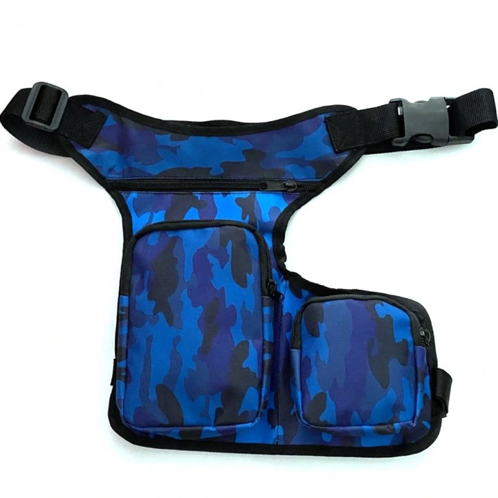 Bacak Çantası Üç Cepli Kamuflaj Mavi
