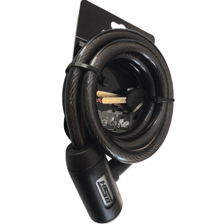 BİSİKLET ÇELİK HALAT KİLİT 12x1500 SİYAH A+++KALİTE KİLİT 1,5 MT