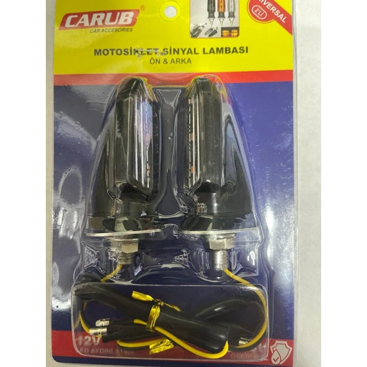 Carub Motosiklet Sinyal Lamba Üniversal 12V Beyaz Cam Sarı Led 2Li