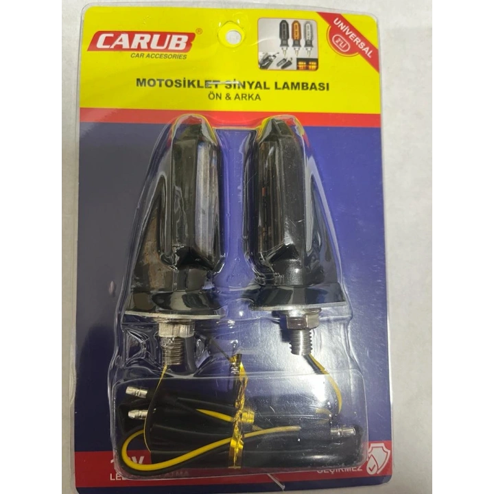 Carub Motosiklet Sinyal Lamba Üniversal 12V Füme Cam Sarı Led 2Li