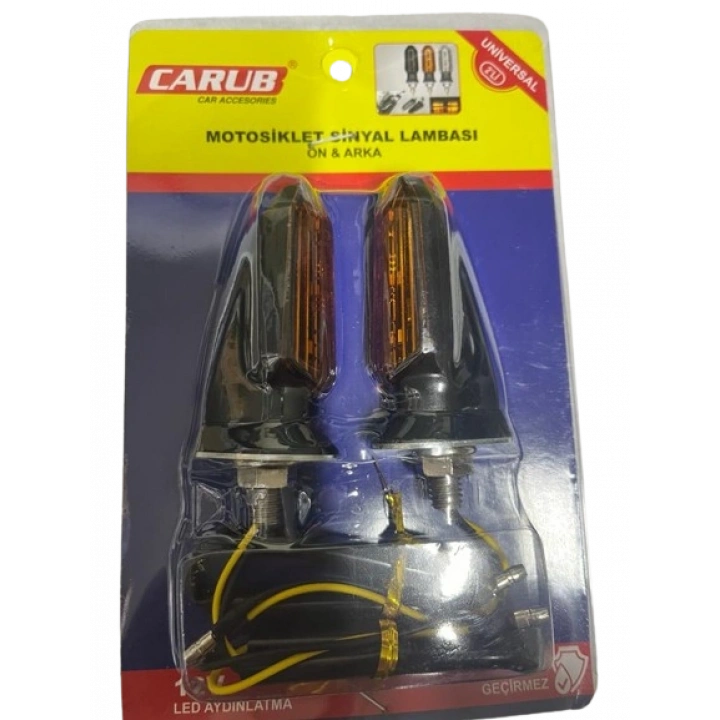 Carub Motosiklet Sinyal Lamba Üniversal 12V Sarı Cam Sarı Led 2Li