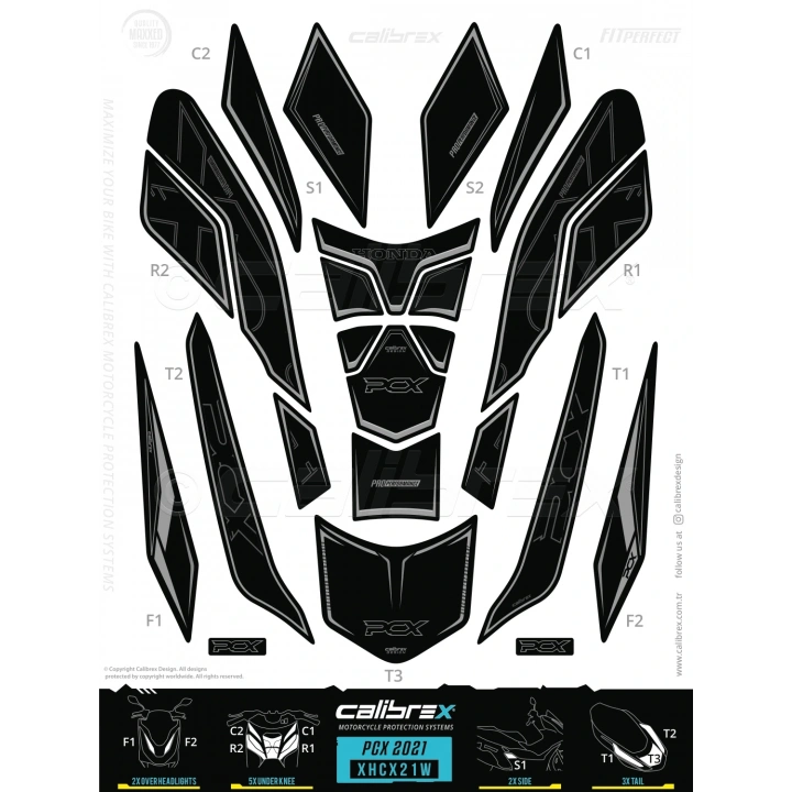 Honda Pcx 2021 Model ve Sonrası 21 Parça Full Set Calibrex