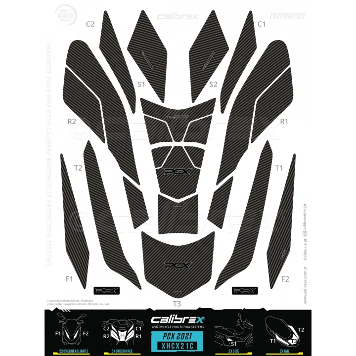 Honda Pcx 2021 Model ve Sonrası 21 Parça Full Set Calibrex XHCX21C