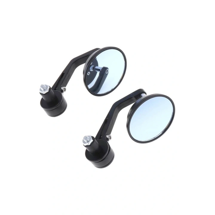 Modifiye Gidon Bağlantılı Oval Ayna Tk Siyah Cafe Racer