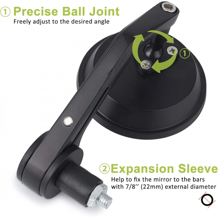 Modifiye Gidon Bağlantılı Oval Ayna Tk Siyah Cafe Racer