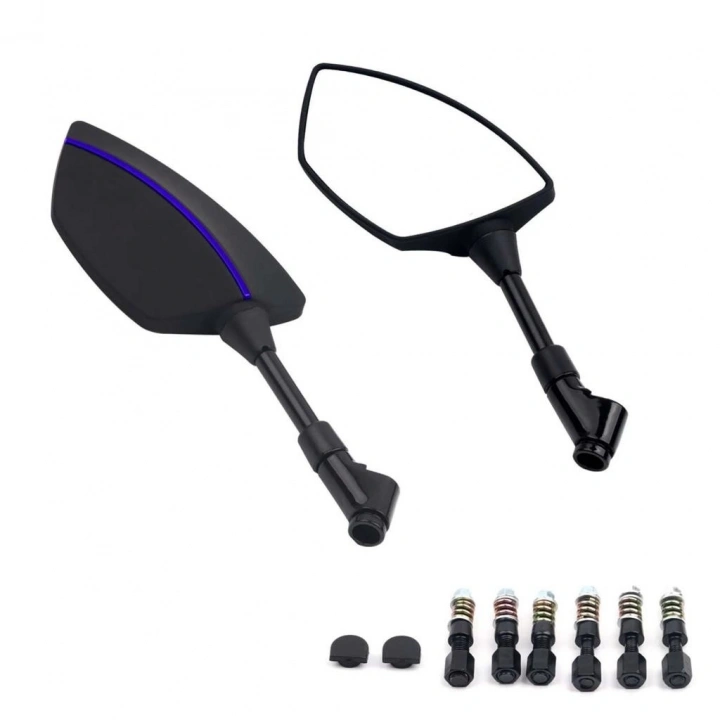 Motosiklet Ayna 426 Mavi Şeritli Üniversal 8-10 mm Uyumlu Marka Model Fark Etmez