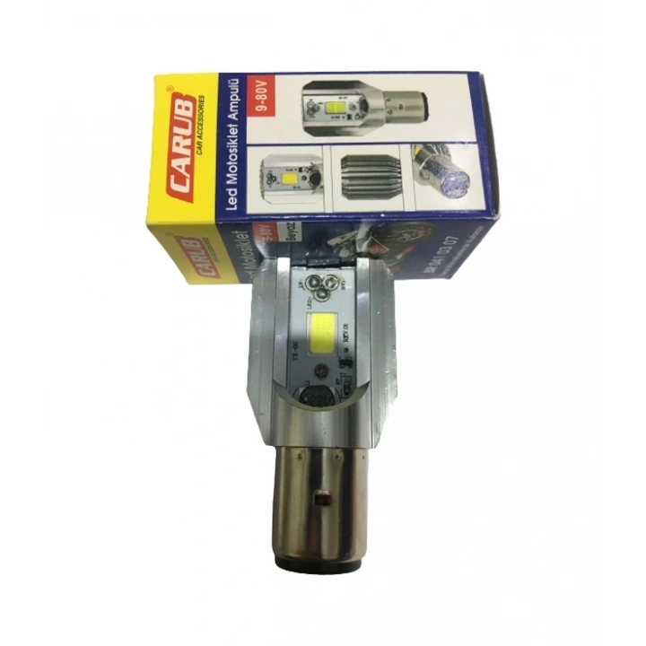 Motosiklet BA20D Dc 12-60 V 12 W 6500K Cob LED Uzun / Kısa Işık Far Ampul Beyaz (Bosch Tipi)